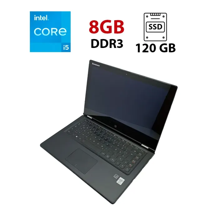 Ноутбук Lenovo Yoga 2 13 / 13.3" (1920x1080) IPS / Intel Core i5-4210U (2 (4) ядра по 1.7 - 2.7 GHz) / 8 GB DDR3 / 120 GB SSD / Intel HD Graphics 4400 / WebCam б/в - зображення 1