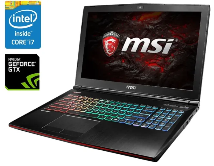 Ігровий ноутбук Б-клас MSI GE62 Apache Pro / 15.6" (1920x1080) IPS / Intel Core i7-6700HQ (4 (8) ядра по 2.6 - 3.5 GHz) / 32 GB DDR4 / 512 GB SSD / nVidia GeForce GTX 960M, 2 GB GDDR5, 128-bit / WebCam / Win 10 Home б/в - зображення 1