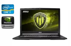 Мобільна робоча станція MSI WE 63 / 15.6" (1920x1080) IPS / Intel Core i7-8750H (6 (12) ядра по 2.2 - 4.1 GHz) / 32 GB DDR4 / 512 GB SSD / nVidia Quadro P2000, 4 GB GDDR5, 128-bit / WebCam / Windows 10 б/в