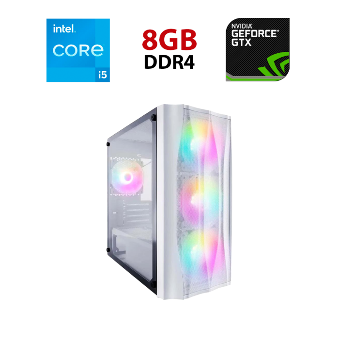 Ігровий ПК ICE X3-M-4F1-W-WH White Tower / Intel Core i5-10400F (6 (12) ядер по 2,9 – 4,3 ГГц) / 8 ГБ DDR4 / 480 ГБ SSD / nVidia GeForce GTX 1070 Ti, 8 ГБ GDDR5, 256-біт б/в - зображення 1