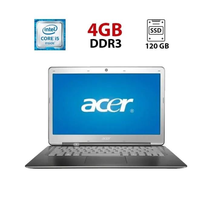 Ультрабук Acer Aspire S3 / 13.3" (1366x768) TN / Intel Core i5-2467M (2 (4) ядра по 1.6 - 2.3 GHz) / 4 GB DDR3 / 120 GB SSD / Intel HD Graphics 3000 / WebCam б/в - зображення 1