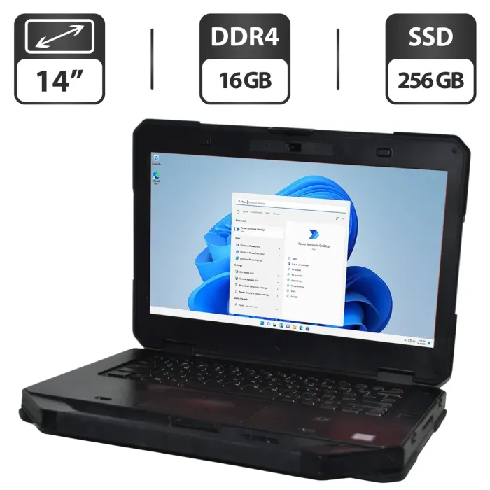Захищений ноутбук Dell Latitude 5414 Rugged / 14" (1366x768) TN / Intel Core i5-6300U (2 (4) ядра по 2.4 - 3.0 GHz) / 16 GB DDR4 / 256 GB SSD / Intel HD Graphics 520 / WebCam / Wi-Fi / Windows 11 Pro б/в - зображення 1