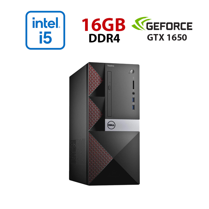 Ігровий комп'ютер Dell Vostro 3667 Tower / Intel Core i5-7400 (4 ядра по 3,0 - 3,5 ГГц) / 16 ГБ DDR4 / 480 ГБ SSD / nVidia GeForce GTX 1650, 4 ГБ GDDR5, 128-біт б/в - зображення 1