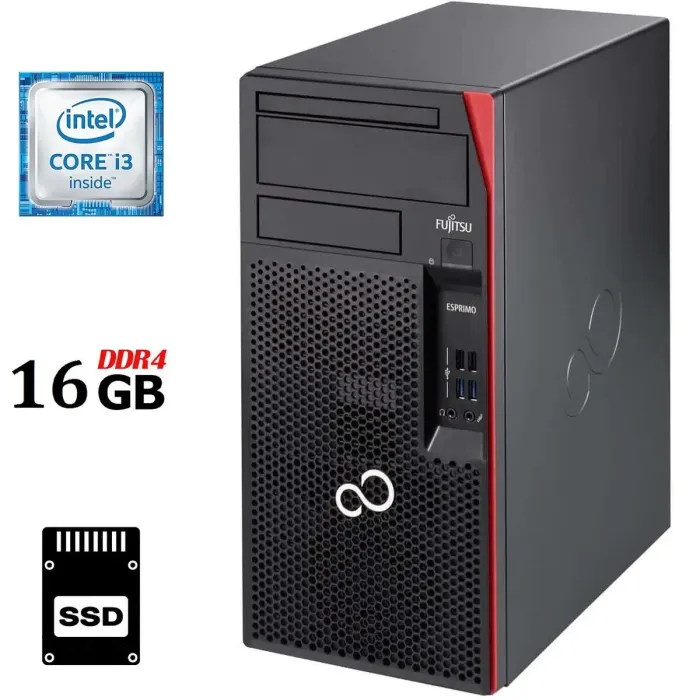 Комп'ютер Fujitsu Esprimo P557 Tower / Intel Core i3-6100 (2 (4) ядра по 3,7 ГГц) / 16 ГБ DDR4 / 120 ГБ SSD / Intel HD Graphics 530 б/в - зображення 1