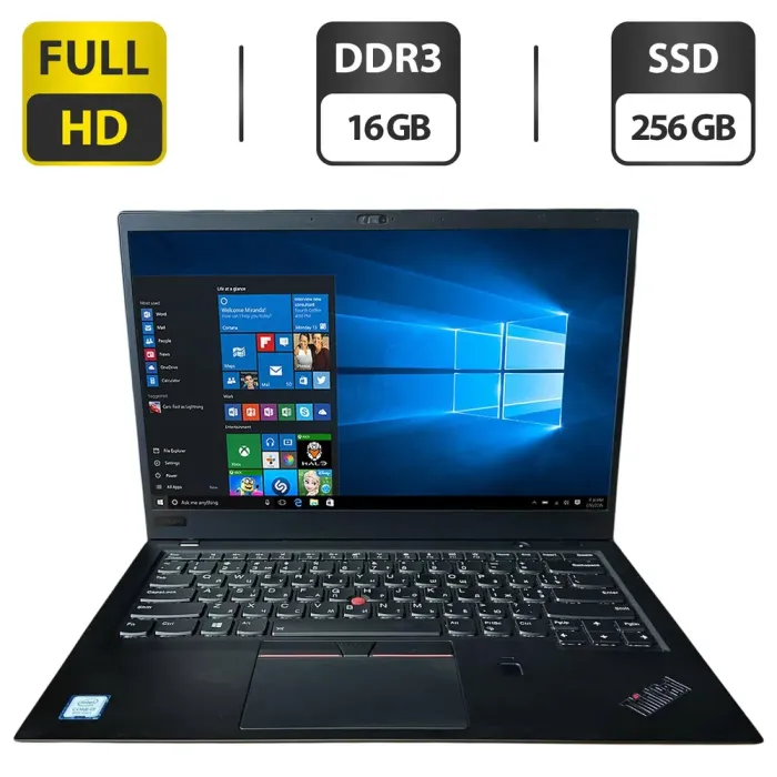 Ноутбук-трансформер Lenovo ThinkPad X1 Carbon 3rd Gen / 14" (1920x1080) IPS / Intel Core i7-8550U (4 (8) ядра по 1.8 - 4.0 GHz) / 16 GB DDR3 / 256 GB SSD / Intel UHD Graphics 620 / WebCam б/в - зображення 1
