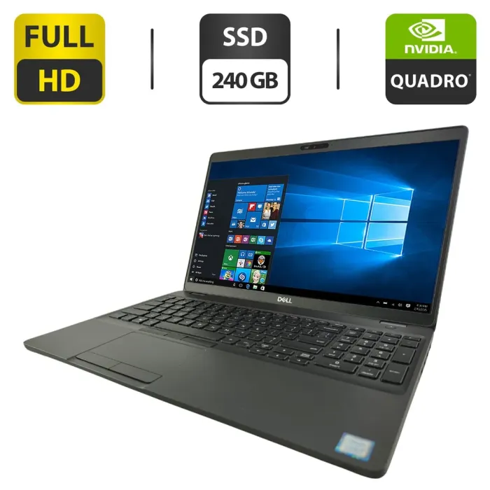 Мобільна робоча станція Dell Precision 3541 / 15.6" (1920x1080) IPS / Intel Core i5-9400H (4 (8) ядра по 2.5 - 4.3 GHz) / 16 GB DDR4 / 240 GB SSD M.2 / nVidia Quadro P620, 4 GB GDDR5, 128-bit / WebCam б/в - зображення 1