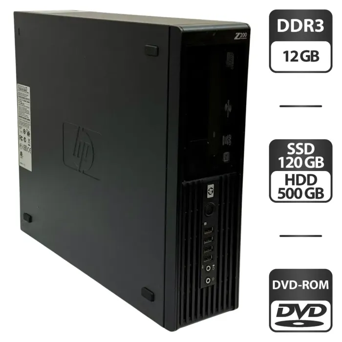 Робоча станція HP Z200 Workstation SFF / Intel Core i5-660 (2 (4) ядра по 3.3 - 3.6 GHz) / 12 GB DDR3 / 120 GB SSD + 500 GB HDD / Intel HD Graphics / DVD-ROM б/в - зображення 1