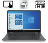 Ноутбук-трансформер Б-клас HP Pavilion x360 Convertible 14m-dh1 / 14" (1366x768) TN Touch / Intel Core i5-10210U (4 (8) ядра по 1.6 - 4.2 GHz) / 8 GB DDR4 / 256 GB SSD M.2 / Intel UHD Graphics / WebCam / HDMI б/в