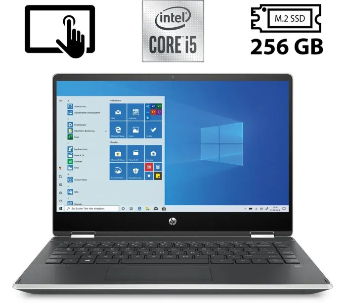 Ноутбук-трансформер Б-клас HP Pavilion x360 Convertible 14m-dh1 / 14" (1366x768) TN Touch / Intel Core i5-10210U (4 (8) ядра по 1.6 - 4.2 GHz) / 8 GB DDR4 / 256 GB SSD M.2 / Intel UHD Graphics / WebCam / HDMI б/в - зображення 1