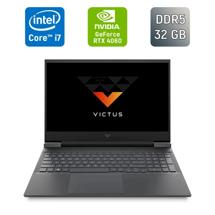 Ігровий ноутбук HP Victus 16-r0073cl / 16" (1920x1080) IPS / Intel Core i7-13700HX (16 (24) ядер по 1,5 - 5,0 ГГц) / 32 ГБ DDR5 / 1000 ГБ SSD / nVidia GeForce RTX 4060, 8 ГБ GDDR6, 128-біт / WebCam / Windows 11 б/в - зображення 1
