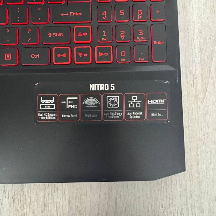 Ігровий ноутбук Б-класу Acer Nitro 5 AN515-54 / 15,6" (1920x1080) IPS / Intel Core i5-9300H (4 (8) ядра по 2,4 - 4,1 ГГц) / 8 ГБ DDR4 / 256 ГБ SSD / nVidia GeForce GTX 1050, 3 ГБ GDDR5, 96-біт / WebCam б/в - зображення 4