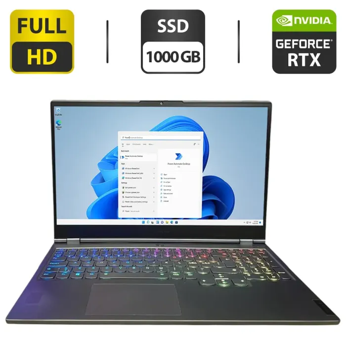 Ігровий ноутбук Lenovo Legion 7 / 15.6" (1920x1080) IPS / Intel Core i7-10750H (6 (12) ядер по 2.6 - 5.0 GHz) / 16 GB DDR4 / 1000 GB SSD / nVidia GeForce RTX 2070 Super, 8 GB GDDR6, 256-bit / WebCam б/в - зображення 1