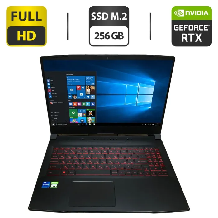 Ігровий ноутбук Б-клас MSI Katana GF66 11UD / 15.6" (1920x1080) IPS / Intel Core i7-11800H (8 (16) ядер по 2.3 - 4.6 GHz) / 16 GB DDR4 / 256 GB SSD M.2 / nVidia GeForce RTX 3050 Ti, 4 GB GDDR6, 128-bit / WebCam б/в - зображення 1