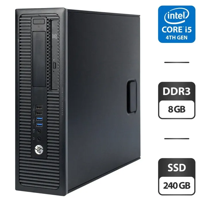 Комп'ютер HP EliteDesk 800 G1 SFF / Intel Core i5-4590 (4 ядра по 3.3 - 3.7 GHz) / 8 GB DDR3 / 240 GB SSD / Intel HD Graphics 4600 / DVD ROM / VGA б/в - зображення 1