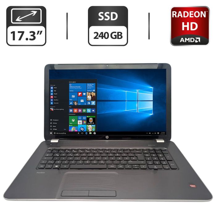Ноутбук HP 17-e026sg / 17.3" (1600x900) TN / AMD A10-5750M (4 ядра по 2.5 - 3.5 GHz) / 8 GB DDR3 / 240 GB SSD / AMD Radeon HD 8670M, 1 GB GDDR3, 64-bit / WebCam / DVD-ROM б/в - зображення 1