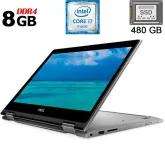 Ноутбук-трансформер Dell Inspiron 13-5378 2-in-1 / 13.3" (1920x1080) IPS Touch / Intel Core i7-7500U (2 (4) ядра по 2.7 - 3.5 GHz) / 8 GB DDR4 / 480 GB SSD / Intel HD Graphics 620 / WebCam / HDMI б/в