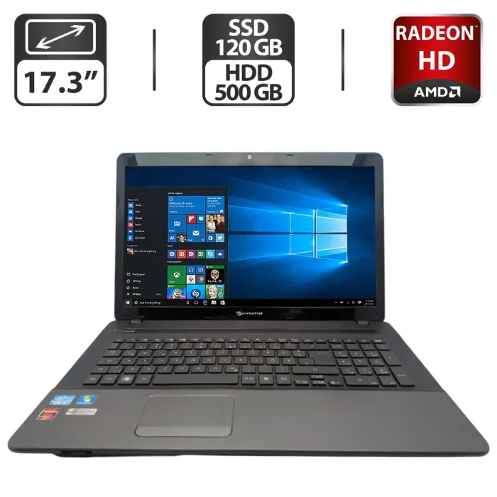 Ноутбук Packard Bell LS11HR / 17.3" (1600x900) TN / Intel Core i5-2430M (2 (4) ядра по 2.4 - 3.0 GHz) / 8 GB DDR3 / 120 GB SSD + 500 GB HDD / AMD Radeon HD 6550M, 1 GB GDDR3, 128-bit / WebCam / DVD-ROM б/в - зображення 1