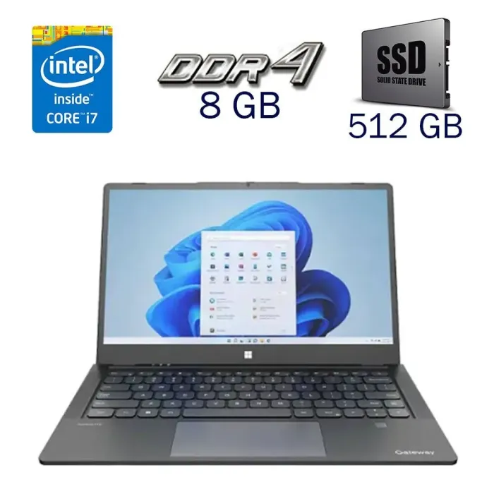 Ультрабук Gateway GWTC71427-BK / 14" (1920x1080) IPS Touch / Intel Core i7-1255U (10 (12) ядер по 1.7 - 4.7 GHz) / 8 GB DDR4 / 512 GB SSD / Intel Iris Xe Graphics eligible / WebCam - зображення 1