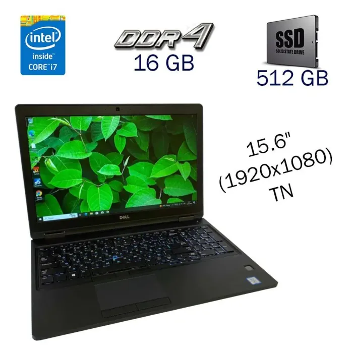 Ігровий ноутбук Dell Latitude 5591 / 15.6" (1920x1080) IPS / Intel Core i7-8850H (6(12) ядер по 2.6-4.3 GHz) / 16GB DDR4 / 512 GB SSD / GeForce MX130, 2 GB GDDR5, 64-bit / WebCam / Fingerprint б/в - зображення 1