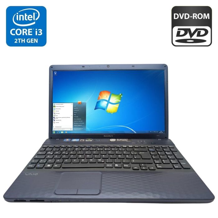 Ноутбук Sony VPC EH2M1E / 15.6" (1366x768) TN / Intel Core i3-2330M (2 (4) ядра по 2.2 GHz) / 6 GB DDR3 / 640 GB HDD / Intel HD Graphics 3000 / WebCam / DVD-ROM б/в - изображение 1