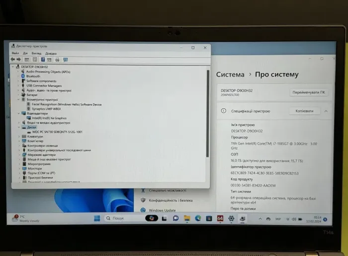 Ультрабук Lenovo Thinkpad T14s / 14" (1920x1080) IPS Touch / Intel Core i7-1165G7 (4 (8) ядра по 2.8 - 4.7 GHz) / 16 GB DDR4 / 512 GB SSD / Intel Iris Xe Graphics / WebCam / Windows 11 Pro Lic б/в - зображення 4