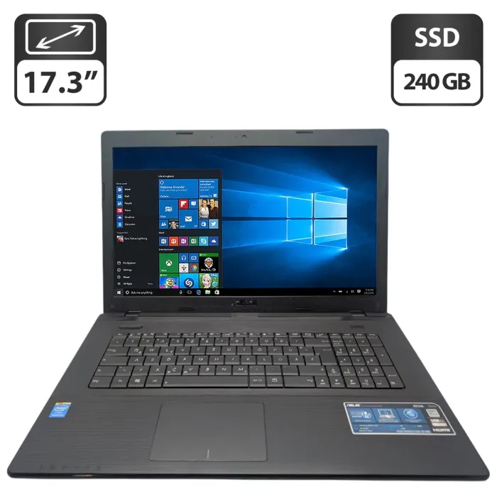 Ноутбук Asus R704A / 17.3" (1600x900) TN / Intel Pentium 2020M (2 ядра по 2.4 GHz) / 8 GB DDR3 / 240 GB SSD / Intel HD Graphics / WebCam / DVD-ROM б/в - изображение 1
