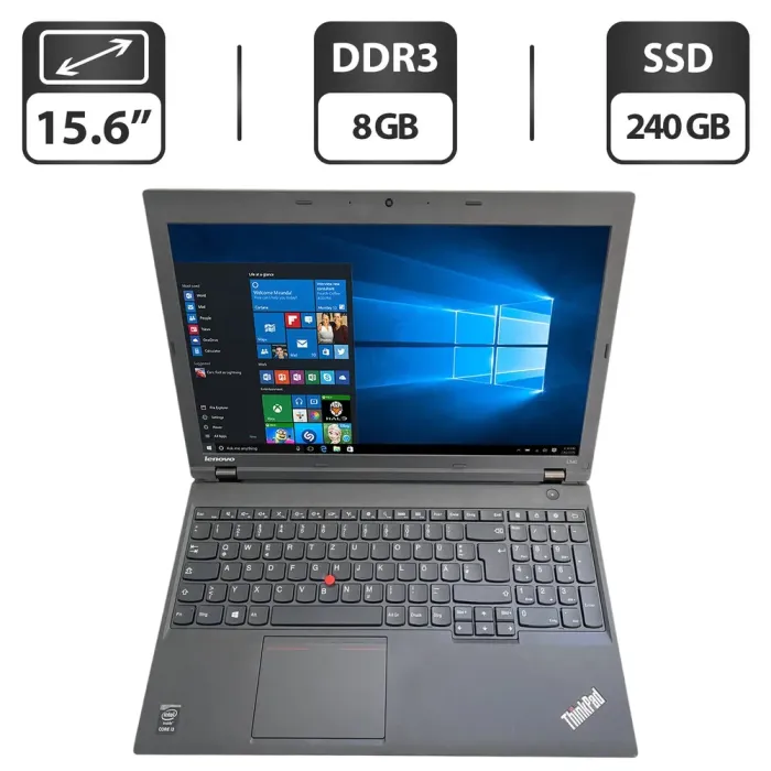 Ноутбук Lenovo ThinkPad L540 / 15.6" (1366x768) TN / Intel Core i5-4300M (2 (4) ядра по 2.6 - 3.3 GHz) / 8 GB DDR3 / 240 GB SSD / Intel HD Graphics 4600 / WebCam б/в - зображення 1