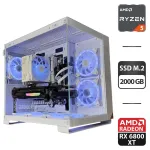 Збірка під замовлення: ігровий ПК PCCooler C3 T500 ARGB White Tower / AMD Ryzen 5 7500F (6 (12) ядер по 3.7 - 5.0 GHz) / 32 GB DDR5 / 2000 GB SSD M.2 / AMD Radeon RX 6800 XT, 16 GB GDDR6, 256-bit / 750W б/в