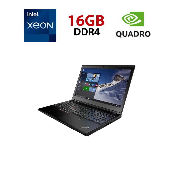 Мобільна робоча станція Lenovo ThinkPad P50 / 15,6" (1920x1080) IPS / Intel Xeon E3-1505M v5 (4 (8) ядра по 2,8 - 3,7 ГГц) / 16 ГБ DDR4 / 128 ГБ SSD + 256 ГБ SSD / nVidia Quadro M2000M, 4 ГБ GDDR5, 128-біт / WebCam б/в - изображение 1