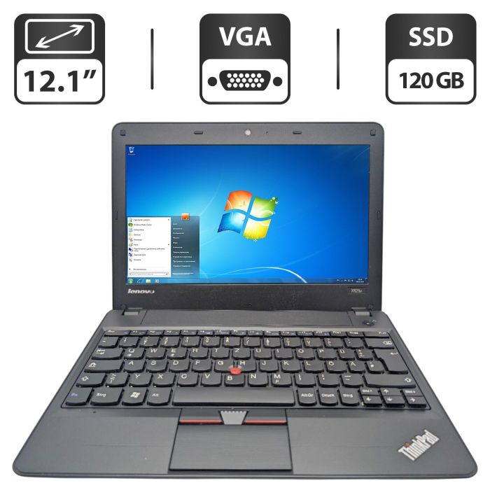 Нетбук Б-клас Lenovo ThinkPad X121e / 12.1" (1366x768) TN / AMD E-450 (2 ядра по 1.65 GHz) / 6 GB DDR3 / 120 GB SSD / AMD Radeon HD 6320 Graphics / WebCam / АКБ не тримає б/в - зображення 1