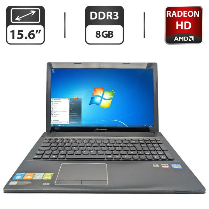 Ноутбук Lenovo G500 / 15.6" (1366x768) TN / Intel Core i5-3230M (2 (4) ядра по 2.6 - 3.2 GHz) / 8 GB DDR3 / 750 GB HDD / AMD Radeon HD 8770M, 2 GB GDDR5, 128-bit / WebCam / DVD-ROM б/в - зображення 1