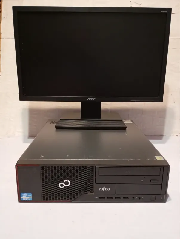 Комплект ПК Б-клас: Fujitsu Esprimo E700 E85+ SFF / Intel Core i5-2400 (4 ядра по 3.1 - 3.4 GHz) / 8 GB DDR3 / 500 GB HDD / Intel HD Graphics 2000 / DVD-ROM + Монітор Acer V226HQL / 22" (1920x1080) TN / 1x DVI, 1x VGA б/в - зображення 2
