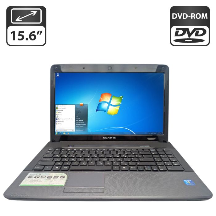 Ноутбук Gigabyte Q2532 / 15.6" (1366x768) TN / Intel Core i3-2348M (2 (4) ядра по 2.3 GHz) / 6 GB DDR3 / 320 GB HDD / Intel HD Graphics 3000 / WebCam / DVD-ROM б/в - зображення 1