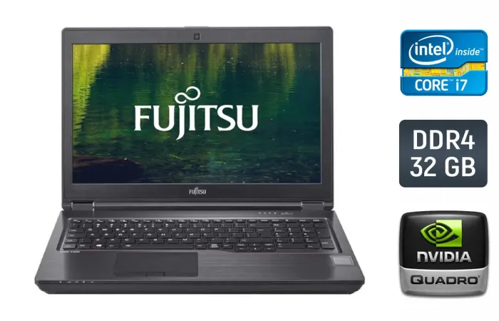 Мобільна робоча станція Fujitsu Celsius H780 / 15.6" (1920x1080) IPS / Intel Core i7-8750H (6 (12) ядер по 2.2 - 4.1 GHz) / 32 GB DDR4 / 512 GB SSD / nVidia Quadro P600, 4 GB GDDR5, 128-bit / WebCam / TouchID / Windows 10 б/в - зображення 1