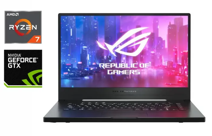 Ігровий ноутбук Б-клас Asus Zephyrus GA502D / 15.6" (1920x1080) IPS / AMD Ryzen 7 3750H (4 (8) ядер по 2.3 - 4.0 GHz) / 16 GB DDR4 / 512 GB SSD / nVidia GeForce GTX 1660 Ti, 6 GB GDDR6, 192-bit / HDMI / Windows 10 б/в - зображення 1