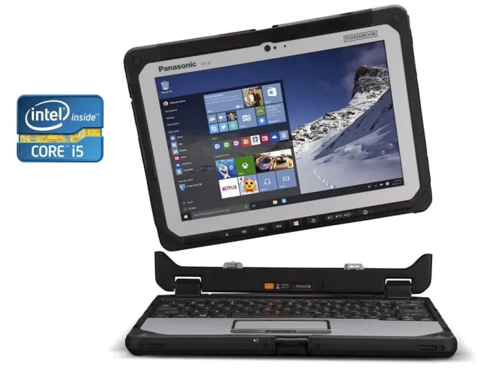 Захищений нетбук-трансформер Б-клас Panasonic Toughbook CF-20 MK2 / 10.1" (1920x1200) IPS Touch / Intel Core i5-7Y57 (2 (4) ядра по 1.2 - 3.3 GHz) / 8 GB DDR3 / 256 GB SSD / Intel HD Graphics 615 / WebCam / Win 10 Pro б/в - зображення 1