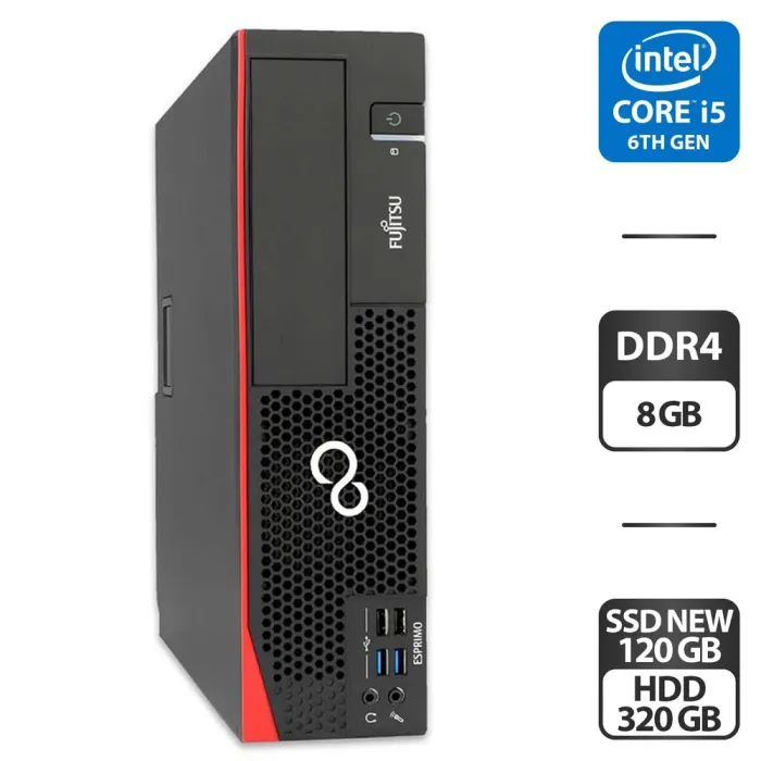 Комп'ютер Fujitsu Esprimo D757 E90+ SFF / Intel Core i5-6500 (4 ядра по 3.2 - 3.6 GHz) / 8 GB DDR4 / 120 GB SSD NEW + 320 GB HDD / Intel HD Graphics 530 / DVI б/в - зображення 1