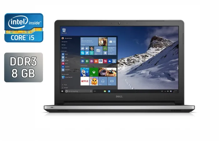 Ноутбук Dell Inspiron 15 5559 / 15.6" (1366x768) TN / Intel Core i5-6200U (2 (4) ядра по 2.3 - 2.8 GHz) / 8 GB DDR3 / 240 GB SSD / Intel HD Graphics 520 / WebCam / Windows 10 б/в - зображення 1