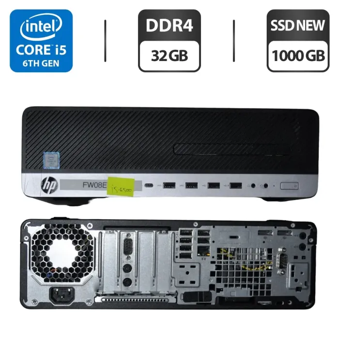 Комп'ютер HP EliteDesk 800 G3 SFF / Intel Core i5-6500 (4 ядра по 3.2 - 3.6 GHz) / 32 GB DDR4 / 1000 GB SSD NEW / Intel HD Graphics 530 / DisplayPort / Windows 11 Pro б/в - зображення 1