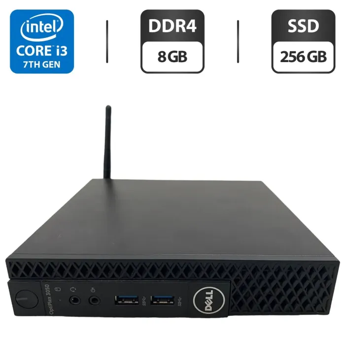 Неттоп Dell OptiPlex 3050 USFF / Intel Core i3-7100T (2 (4) ядра по 3.4 GHz) / 8 GB DDR4 / 256 GB SSD / Intel HD Graphics 630 / Wi-Fi б/в - зображення 1