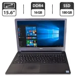 Ноутбук Б-клас Dell Vostro 3558 / 15.6" (1366x768) TN / Intel Core i5-7200U (2 (4) ядра по 2.1 - 4.1 GHz) / 16 GB DDR4 / 180 GB SSD / Intel HD Graphics 620 / WebCam / DVD-ROM б/в
