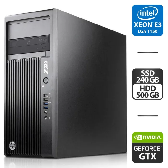 Робоча станція HP Workstation Z230 Tower / Intel Xeon E3-1240 v3 (4 (8) ядра по 3.4 - 3.8 GHz) / 16 GB DDR3 / 240 GB SSD + 500 GB HDD / nVidia GeForce GTX 650 Ti, 2 GB GDDR5, 128-bit / DVD-ROM / VGA б/в - зображення 1