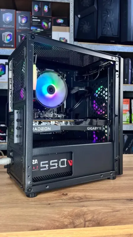 Збірка під замовлення: комп'ютер MSI MAG Forge M100R Black Tower / AMD Ryzen 5 5500 (6 (12) ядер по 3.6 - 4.2 GHz) / 16 GB DDR4 / 500 GB SSD / AMD Radeon RX 6600, 6 GB GDDR6, 128-bit / 550W б/в - зображення 4