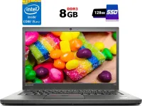Ультрабук Б-клас Lenovo Thinkpad T450s / 14'' (1600x900) TN / Intel Core i5-5300U (2 (4) ядра по 2.3 - 2.9 GHz) / 8 GB DDR3 / 128 GB SSD / Intel HD Graphics 5500 / WebCam / miniDP б/в