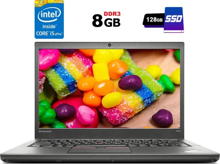 Ультрабук Б-клас Lenovo Thinkpad T450s / 14'' (1600x900) TN / Intel Core i5-5300U (2 (4) ядра по 2.3 - 2.9 GHz) / 8 GB DDR3 / 128 GB SSD / Intel HD Graphics 5500 / WebCam / miniDP б/в - зображення 1