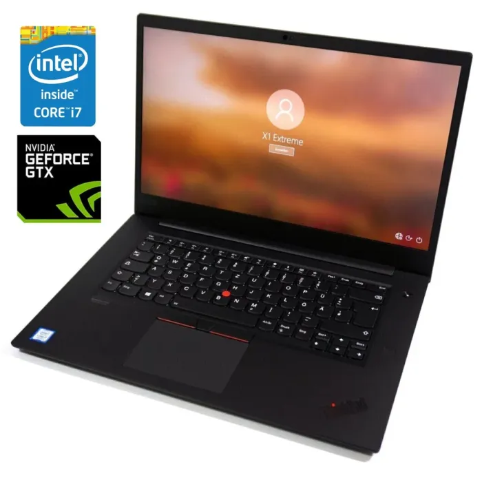 Ігровий ультрабук Б-класу Lenovo ThinkPad X1 Extreme Gen2 / 15.6" (1920x1080) IPS / Intel Core i7-9850H (6 (12) ядер по 2,6 - 4,6 ГГц) / 32 ГБ DDR4 / 1000 ГБ SSD / nVidia GeForce GTX 1650 Max-Q, 4 ГБ GDDR6, 128-біт / WebCam / Win 10 Pro б/в - зображення 1