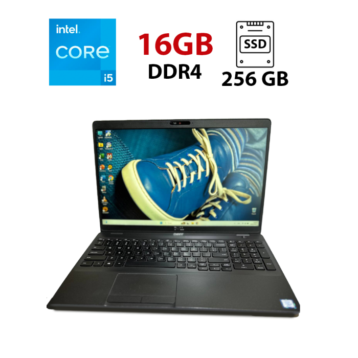 Ноутбук Dell Latitude 5500 / 15.6" (1920x1080) IPS / Intel Core i5-8365U (4 (8) ядра по 1.6 - 4.1 GHz) / 16 GB DDR4 / 256 GB SSD / Intel UHD Graphics 620 / WebCam б/в - зображення 1