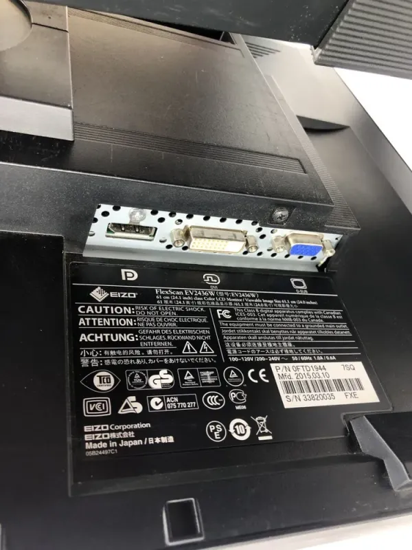 Монітор EIZO FlexScan EV2436W / 24" (1920x1200) IPS / 1x DP, 1x VGA, 1x DVI б/в - зображення 4