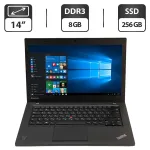Ноутбук Lenovo ThinkPad T440 / 14" (1366x768) TN / Intel Core i5-4300U (2 (4) ядра по 1.9 - 2.9 GHz) / 8 GB DDR3 / 256 GB SSD / Intel HD Graphics 4400 / WebCam / Два АКБ б/в