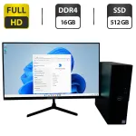 Комплект ПК: комп'ютер Dell OptiPlex 3050 SFF / Intel Core i5-7500 (4 ядра по 3,4 - 3,8 ГГц) / 16 ГБ DDR4 / 512 ГБ SSD / Intel HD Graphics 630 / DVD-ROM + Монітор Prologix P2525HF / 25" (1920x1080) IPS / VGA, HDMI б/в